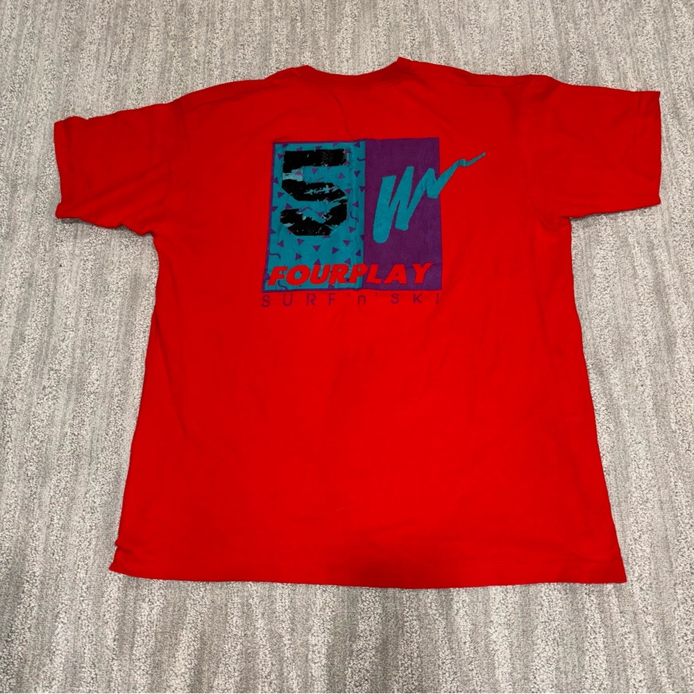 VTG Single Stitch Made In USA Red Short Sleeve Men’s  Graphic T-Shirt Sz XL